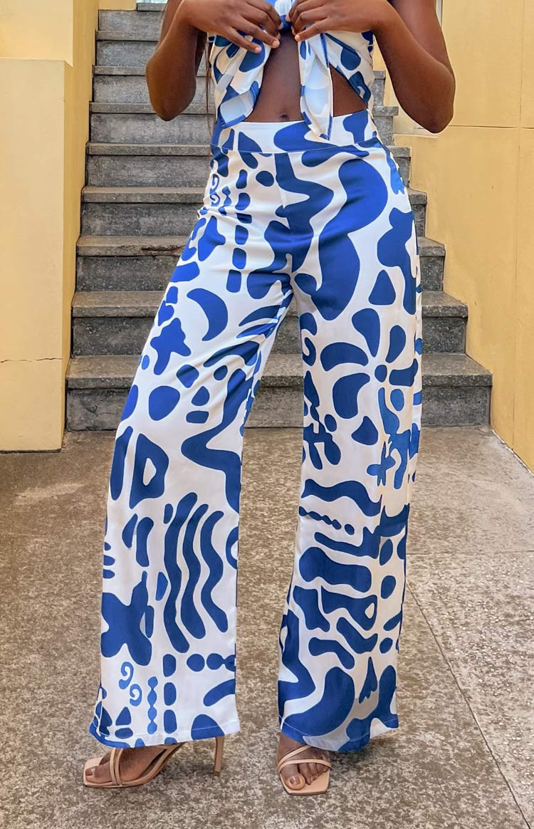 Mykonos Blue Print Pants | Beginning Boutique (AU)
