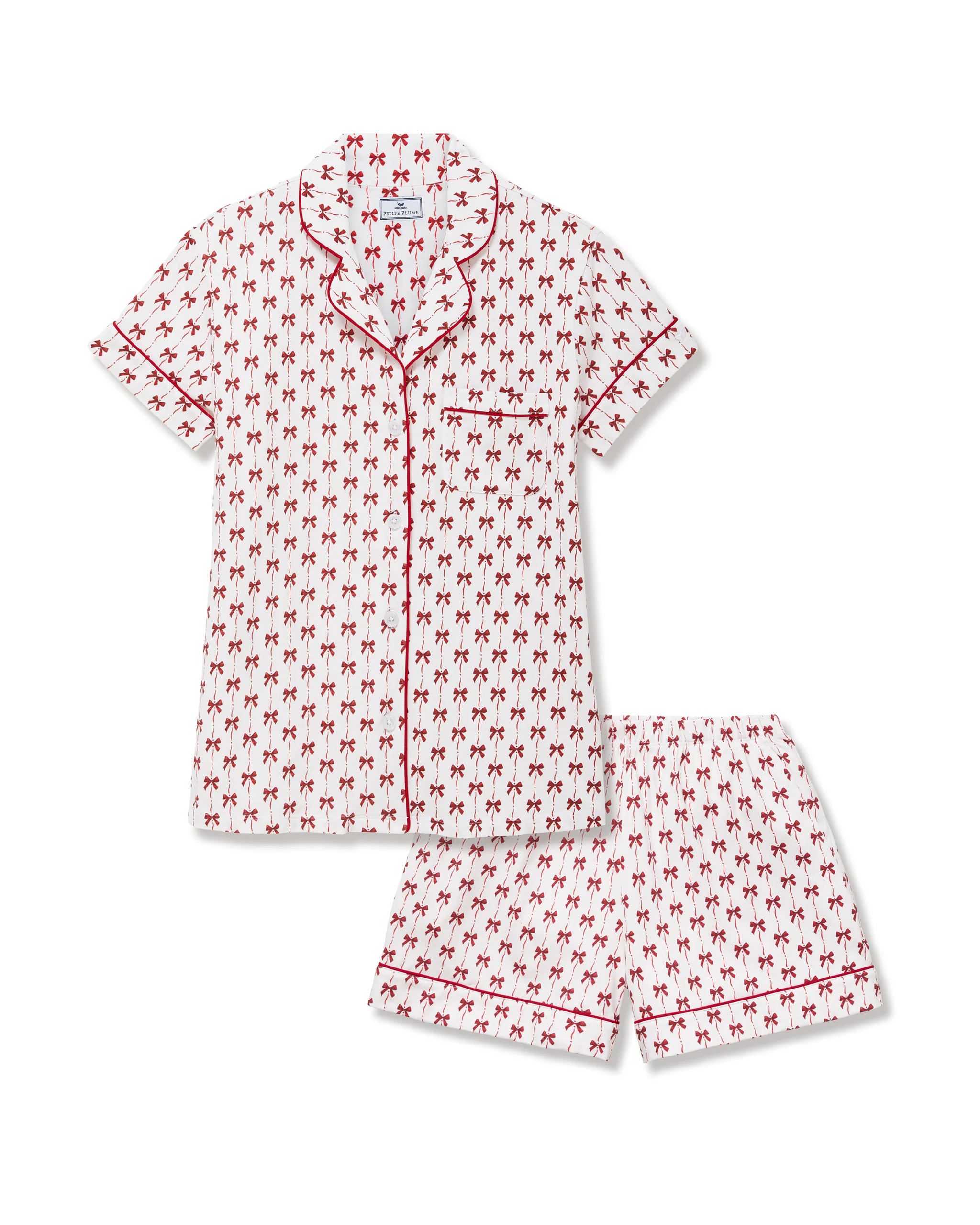 Women's Pima Short Set in Blissful Bows | Petite Plume
