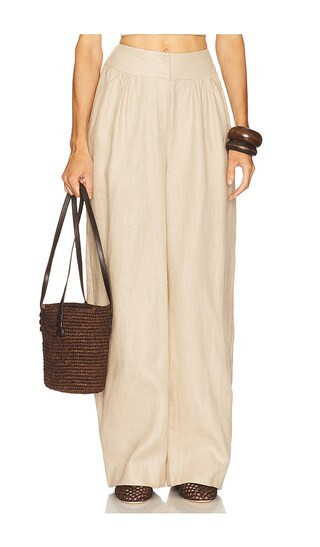 Camila Coelho Harlow Linen Pant in Brown. - size XS | Revolve Clothing (Global)