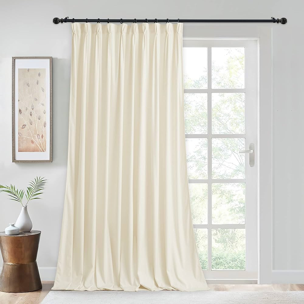 StangH Pinch Pleat Velvet Curtains - Ivory White Privacy Window Drapes 96 inches Long for Nursery... | Amazon (US)