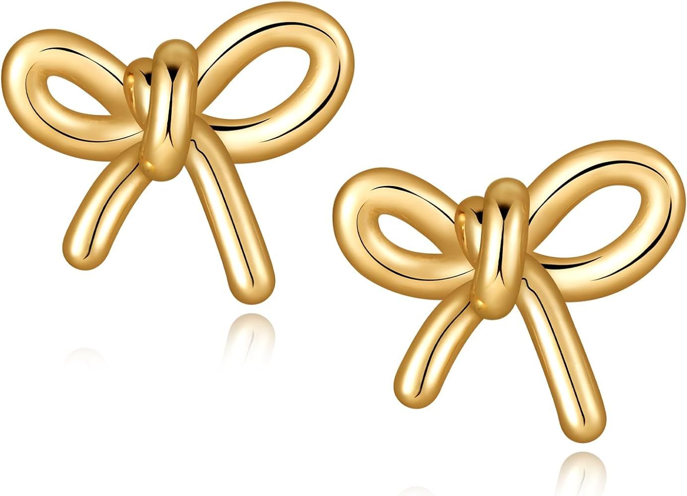 MJartoria Gold Bow Earrings for Women Ribbon Bow Stud Earrings Cute Butterfly Bowknot Earrings Je... | Amazon (US)