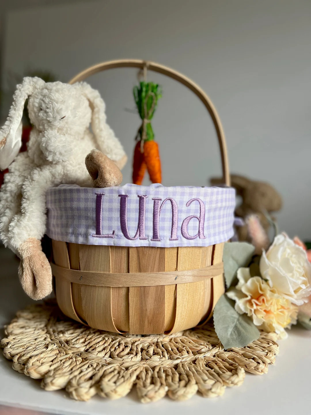 Embroidered Easter Basket Custom Girl Basket Liner, Easter Basket Included, Basket Liner, Persona... | Etsy (US)