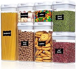Vtopmart Airtight Food Storage Containers, 7 Pieces BPA Free Plastic Cereal Containers with Easy ... | Amazon (US)
