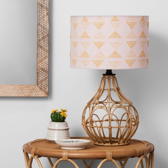 Rattan Table Lamp Pink Shade - Opalhouse™ | Target