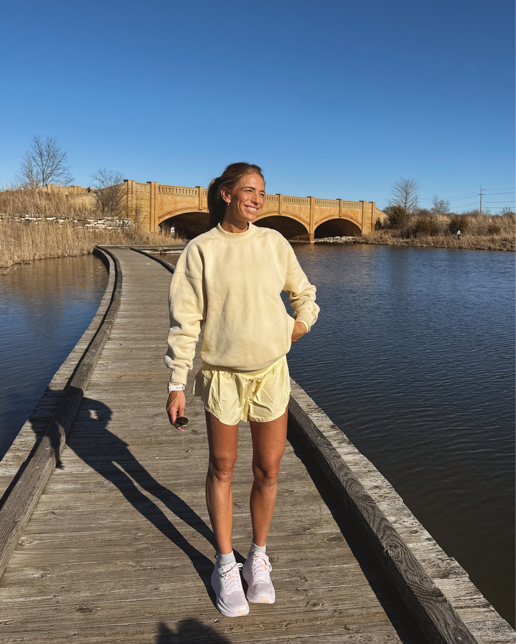 Walking outfit today. Loving butter yellow lately. Size medium (my usual size) in the shorts. They are stretchy enough for pregnancy 
Medium in sweatshirt



Activewear set, FP movement, bump friendly, hoka 

#LTKmomlife #LTKActive #LTKfitnessgoals