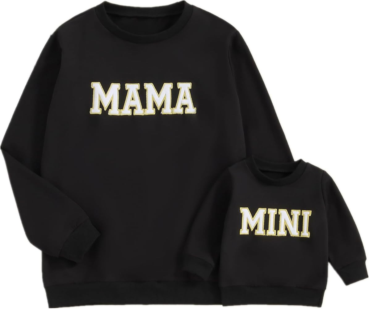 ZAXARRA Mommy and Me Matching Outfits Long Sleeve Crewneck Pullover Tops Mama Sweatshirt Mama and... | Amazon (US)