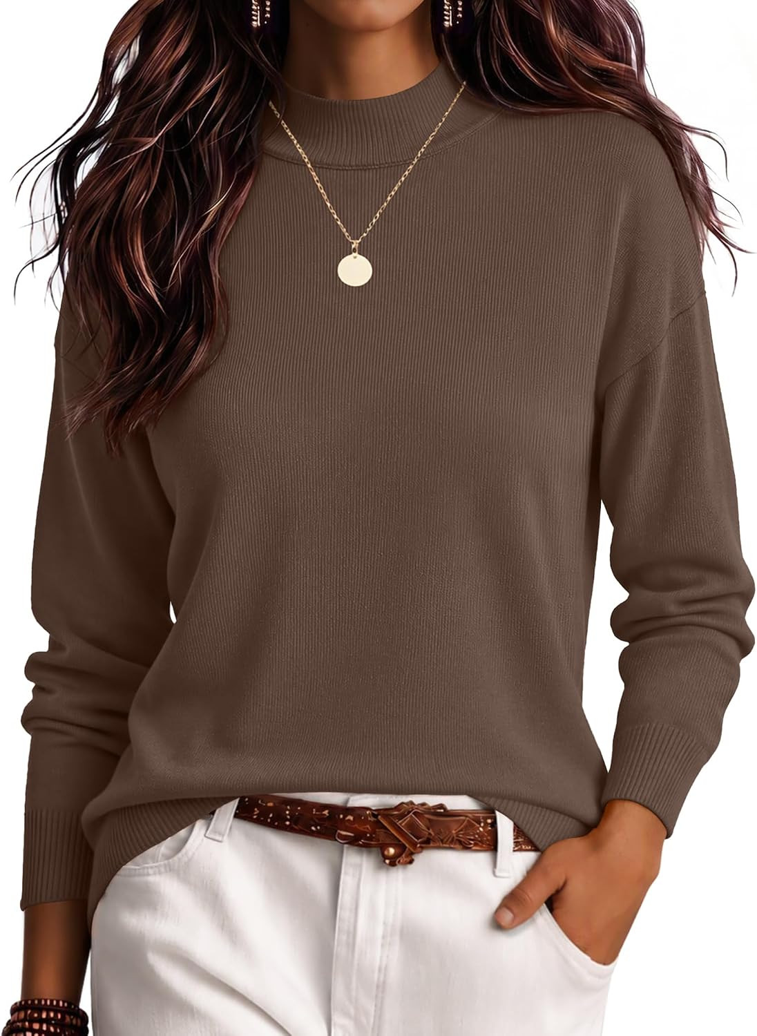 Zeagoo Womens Sweaters Turtleneck Long Sleeve Tops Lightweight Fall Clothes | Amazon (US)