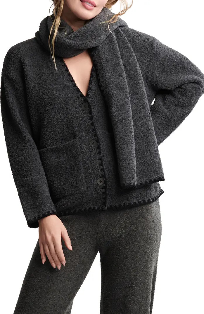 CozyChic® Blanket Stitch Cardigan with Detachable Scarf | Nordstrom