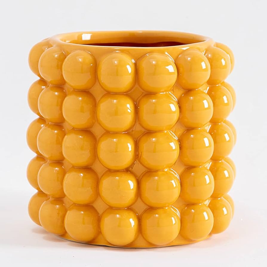 Anding Yellow Vase. Flowers. Yellow Ceramic Vase for Home Decor. Pampas Grass Vase. Boho Vase.Mod... | Amazon (US)