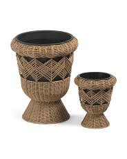 2pc 23.75in And 14.25in Woven Urn Outdoor Planter Set | TJ Maxx