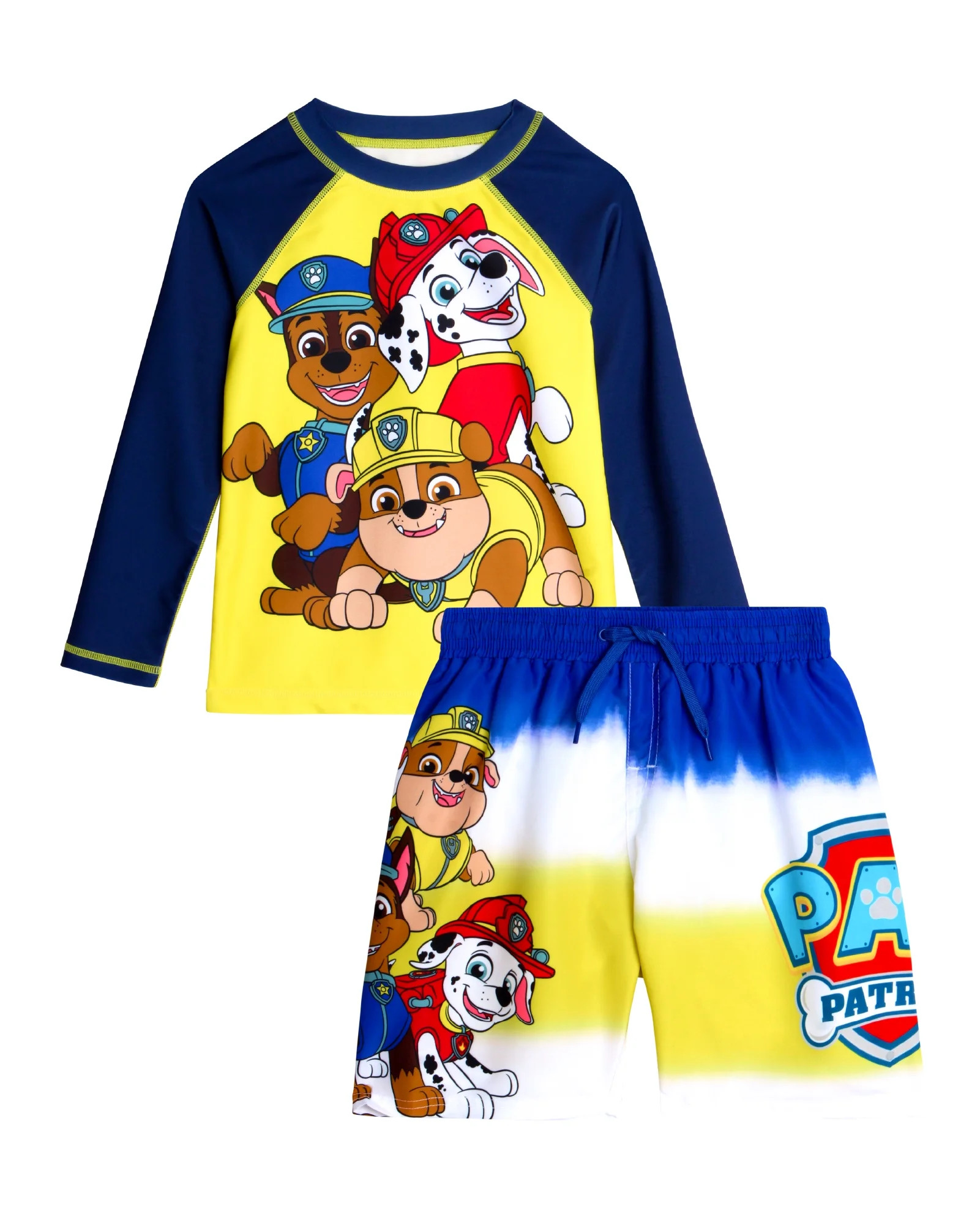 Nickelodeon Boys' Paw Patrol UPF 50+ Rash Guard Set - Chase, Marshall Swim Shirt and Trunks (2T-7... | Walmart (US)