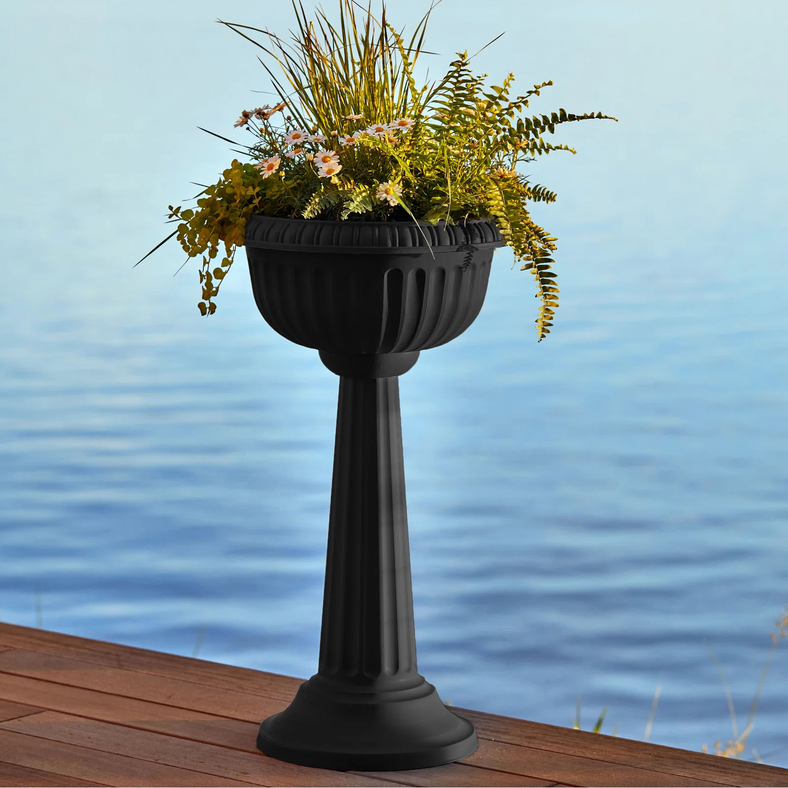 Grecian Urn Plastic Indoor/Outdoor with Pedestal Planter | Wayfair North America