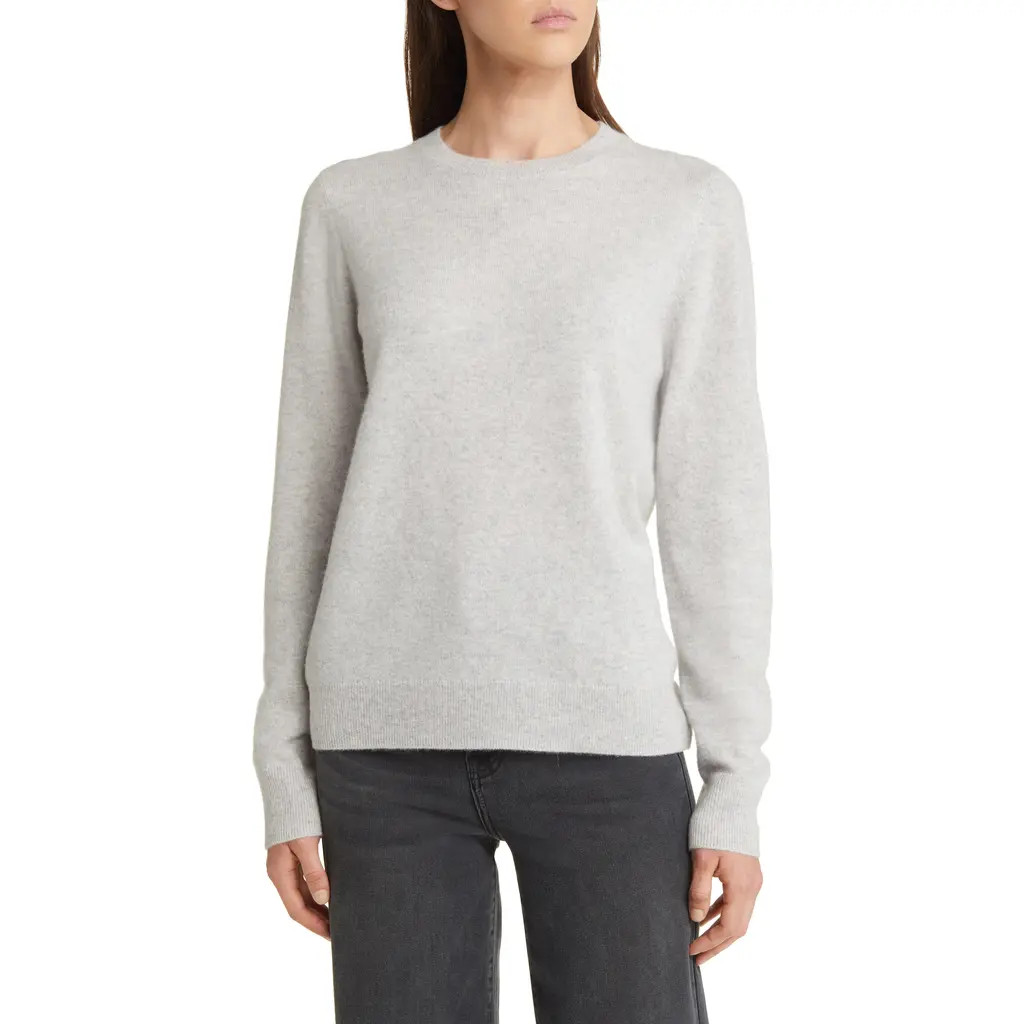 Nordstrom Crewneck Cashmere Sweater in Grey Light Heather at Nordstrom, Size Xx-Small | Nordstrom