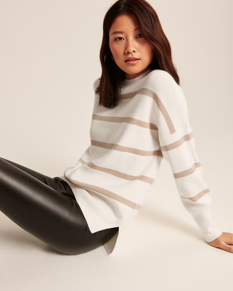Women's LuxeLoft Oversized Legging-Friendly Crew Sweater | Women's Tops | Abercrombie.com | Abercrombie & Fitch (US)