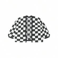 Checkered Print Casual Knitted Cardigan | SHEIN