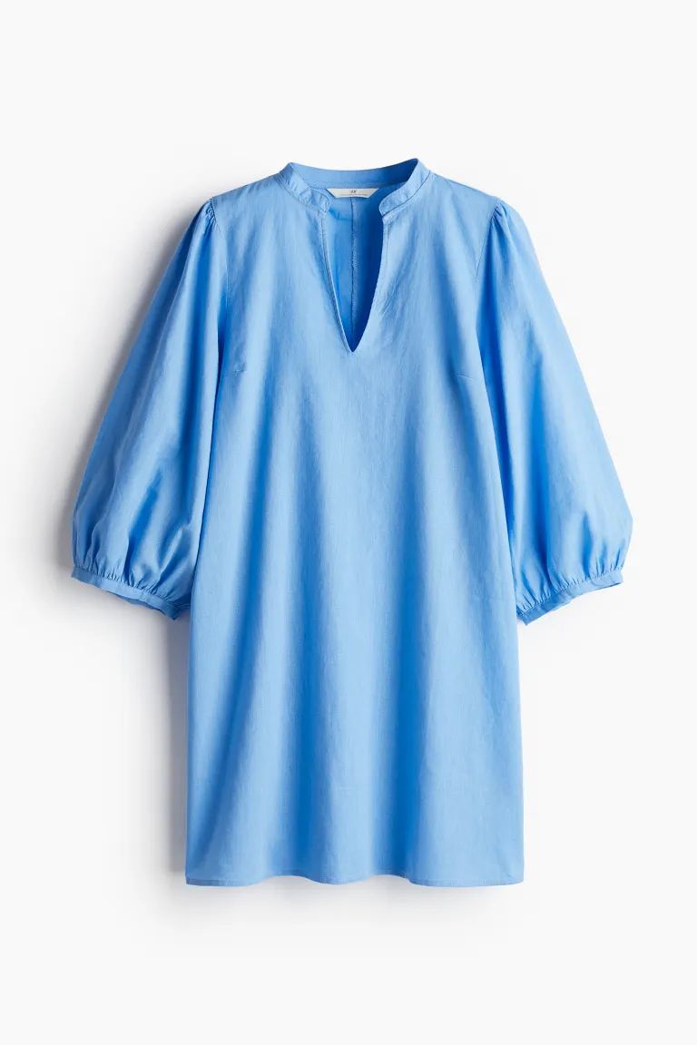 Linen-blend Dress - Blue/striped - Ladies | H&M US | H&M (US + CA)