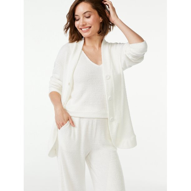 Joyspun Women's and Women's Plus Chenille Tank Top, Pants and Cardigan, 3-Piece Set, Sizes up to ... | Walmart (US)