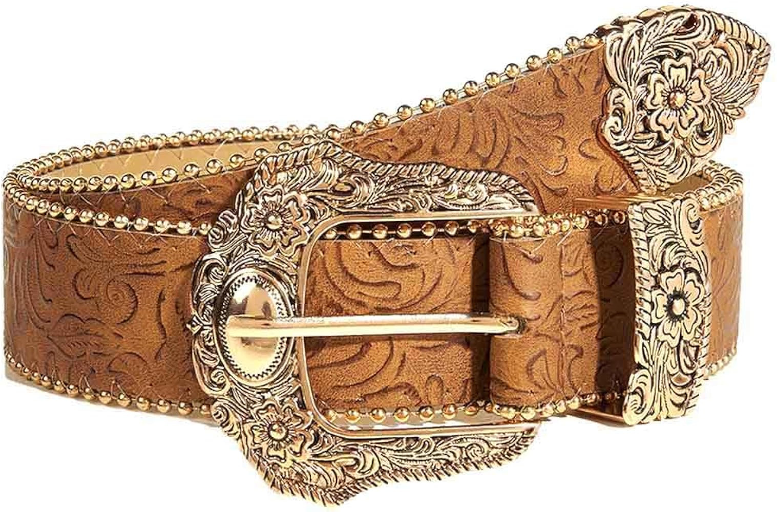 Yalice Brown Western Belt for Women Cowboys Cowgirls Belts Vintage Country Leather Belt with Buck... | Amazon (US)
