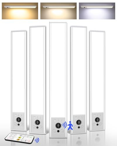EZVALO 5-Pack Under Cabinet Lighting, 2400mAh Rechargeable Motion Sensor Light, 10inch Magnetic Closet Lights with Dimmable & 3 Color Temps, Wireless Motion Activated Lights with Remote for Kitchen | Amazon (US)