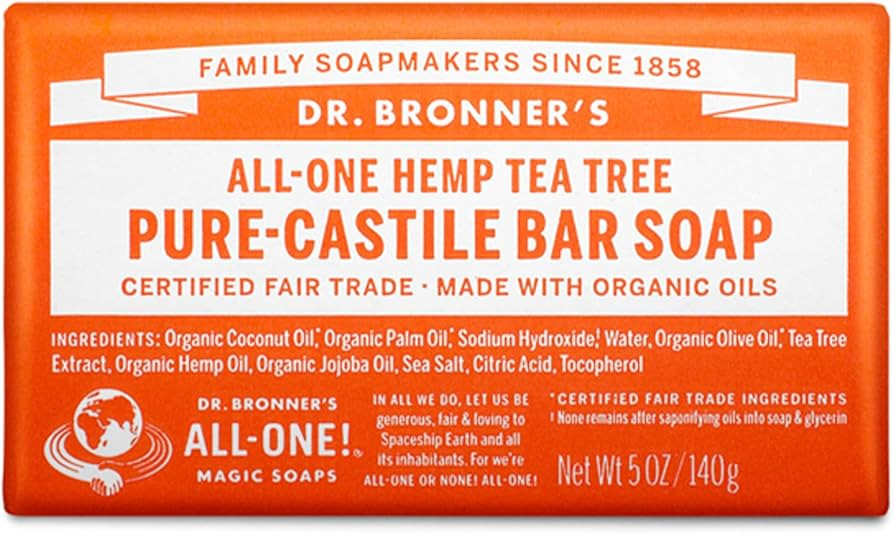 Dr. Bronner's - Pure-Castile Bar Soap (Tea Tree, 5 ounce) - Made with Organic Oils, For Face, Bod... | Amazon (US)