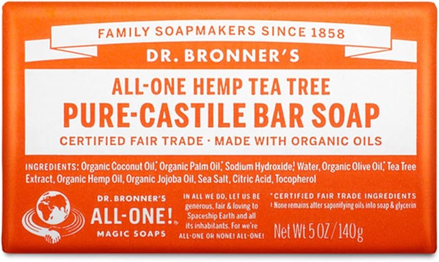 Dr. Bronner's - Pure-Castile Bar Soap (Tea Tree, 5 ounce) - Made with Organic Oils, For Face, Bod... | Amazon (US)