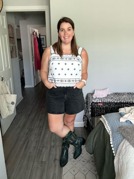 What should I wear to the Luke Combs concert?!

Look 2: I believe this look is absolutely perfect for an outdoor concert at the Jags stadium! The top and shorts are both from Abercrombie, they both run TTS and come in different color options! The boots are Tecovas and the color is no longer available, but I will link similar options! 

#LTKmidsize #LTKstyletip #LTKshoecrush
