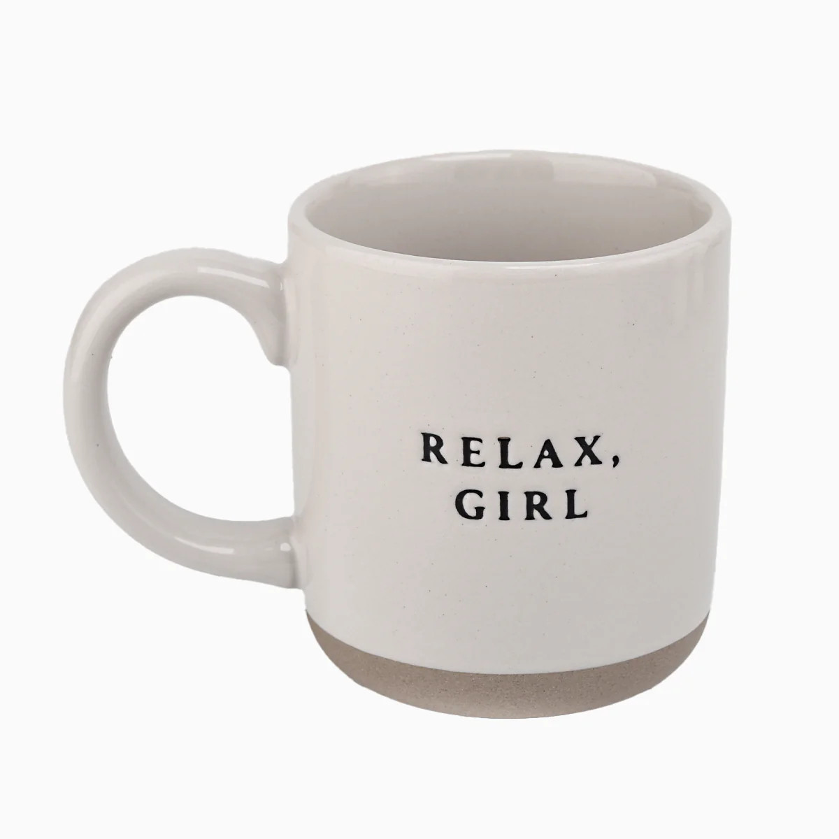 Relax Girl - Cream Stoneware Coffee Mug - 14 oz | Abandoned Cakes