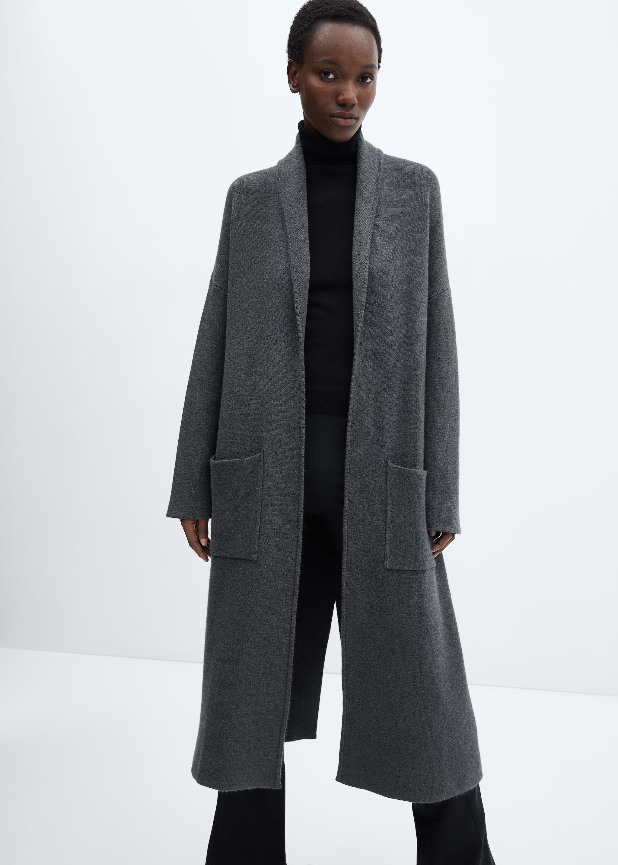 Oversized knitted coat with pockets - Woman | MANGO USA | MANGO (US)