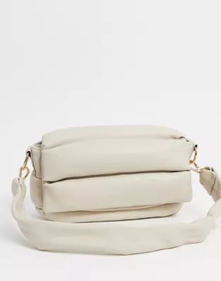 ASOS DESIGN puffed quilted shoulder bag in off white | ASOS (Global)