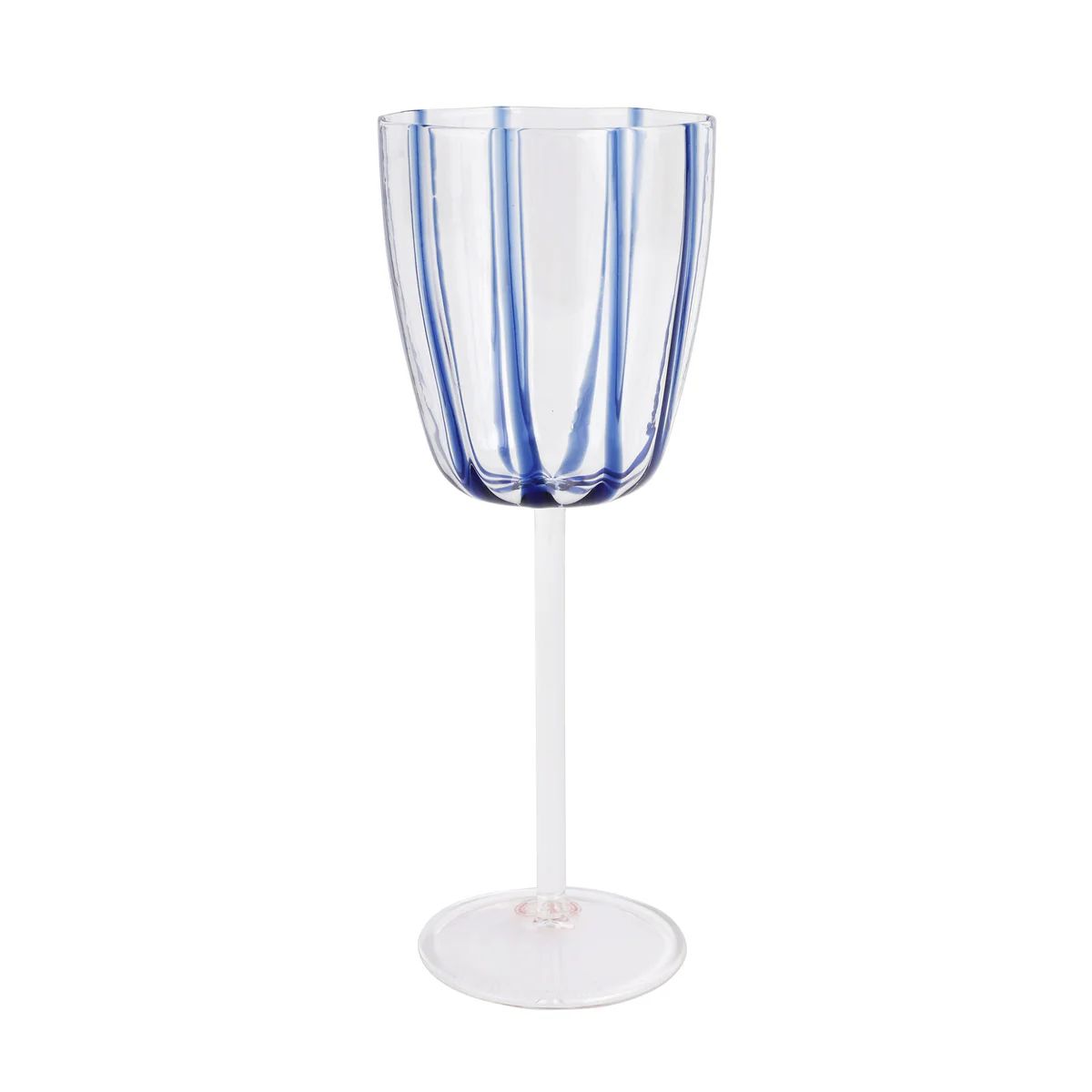Nuovo Stripe Blue Wine Glass | Over The Moon