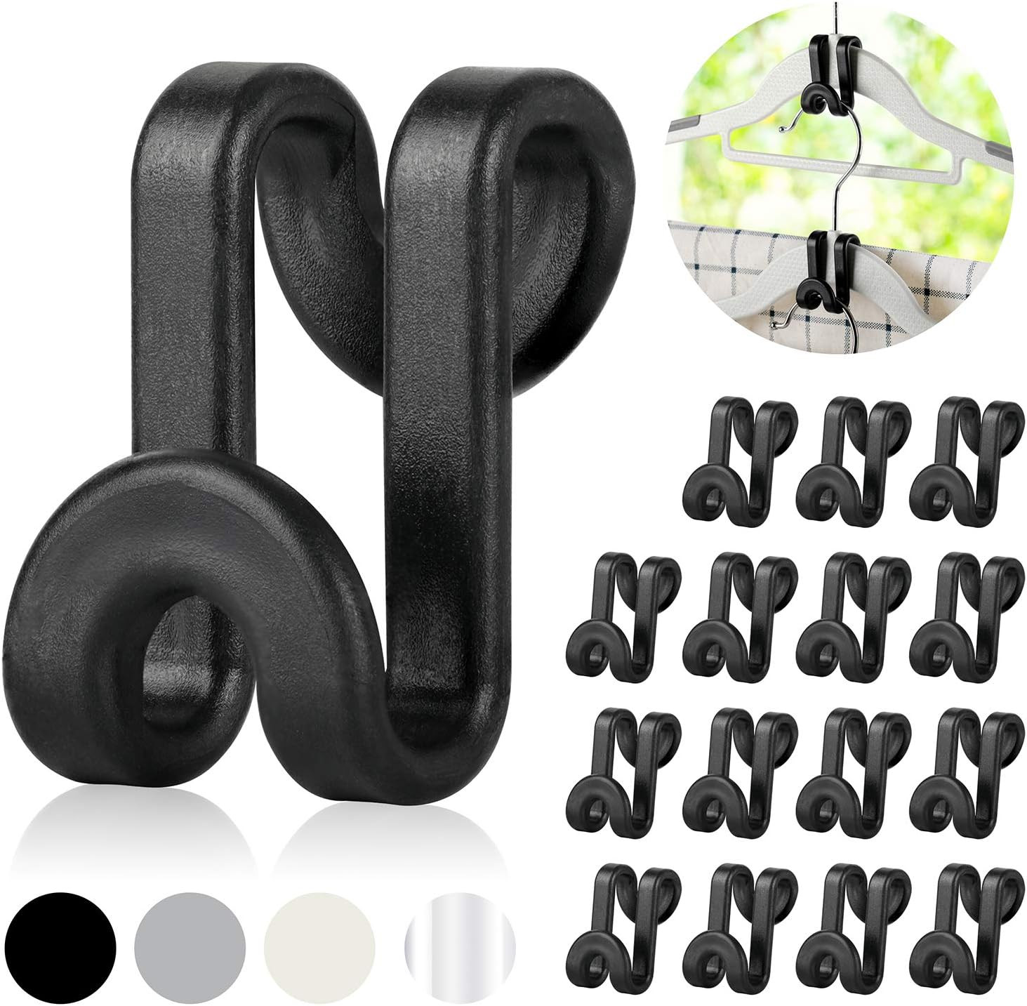 Clothes Hanger Connectors - 60 Pcs Multi-Level Cascading Hooks, Black | Amazon (US)