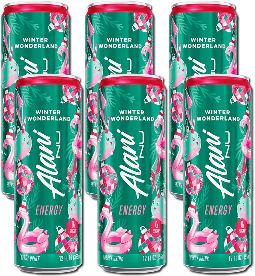 NEW Alani Energy Drinks Winter Wonderland Sugar Free, Low Calorie,12 Fl Oz (6 pack) | Amazon (US)