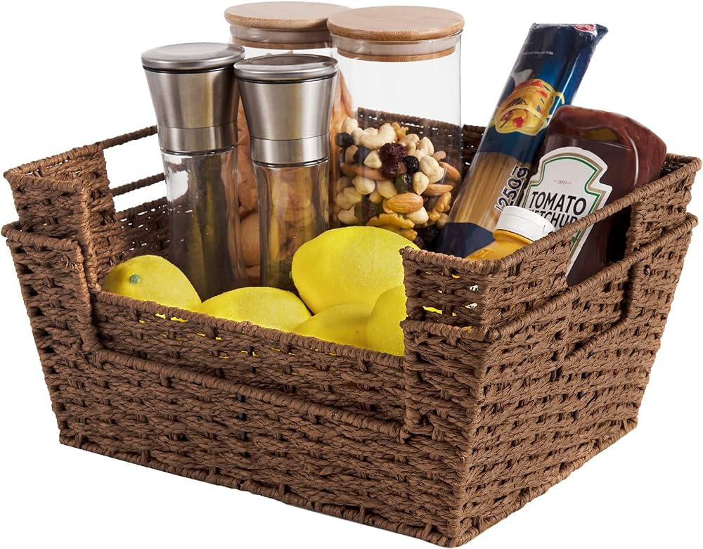 StorageWorks Wicker Baskets for Storage, Pantry Baskets Organization and Storage, Pantry Storage ... | Amazon (US)