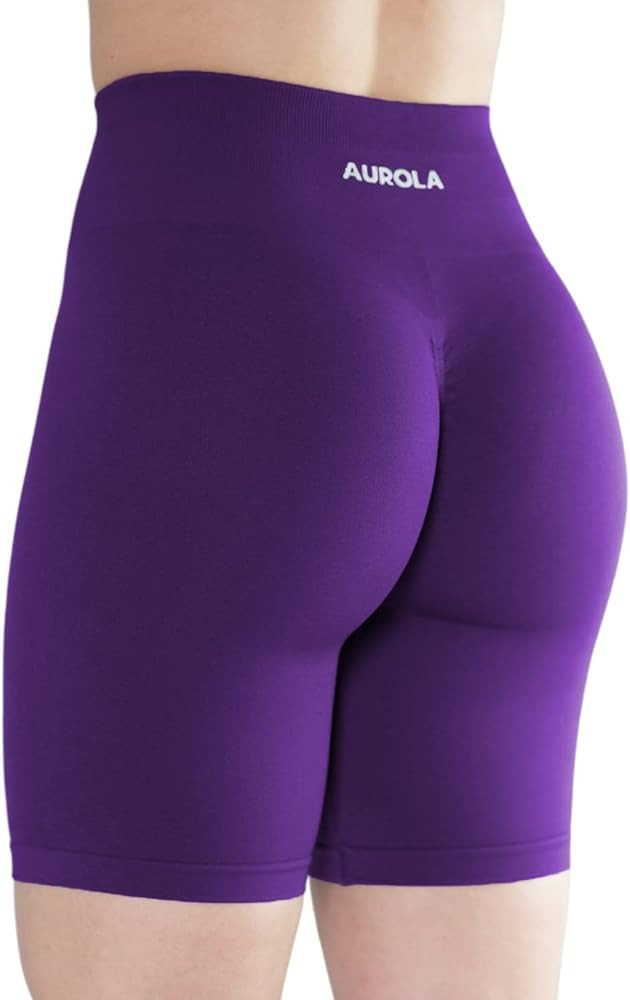 AUROLAus Workout Biker Shorts for Women Seamless Scrunch High Waist Gym Yoga Active 7.5" Bike Shorts | Amazon (US)
