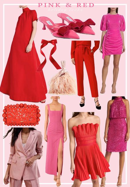 Pink and red, red dress, pink dress, holiday outfit, bows 

#LTKSeasonal #LTKHoliday #LTKstyletip