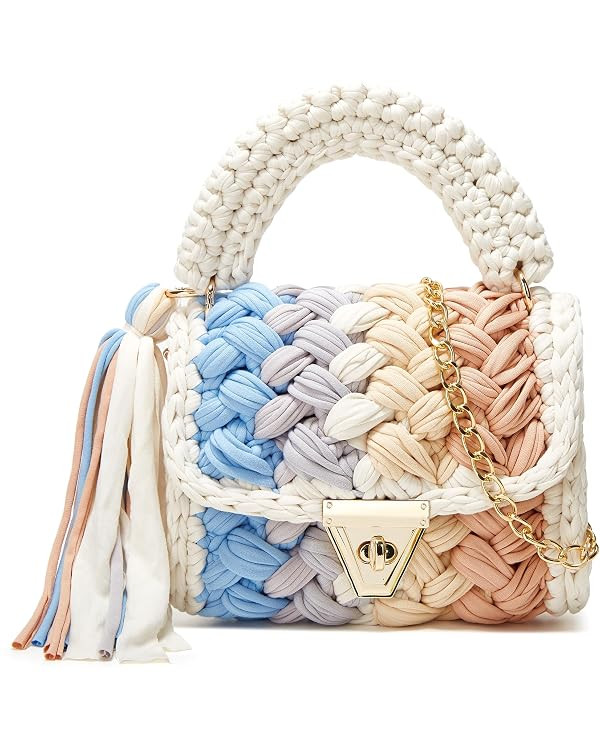 Chunky Yarn Knit Crochet Tote Purse Crossbody Bags for Women - Handwoven Evening Clutch Flap Shou... | Amazon (US)