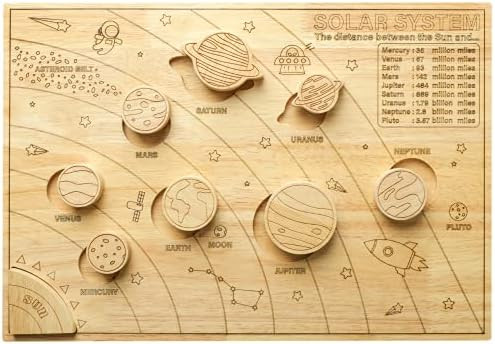 BLUE GINKGO Solar System Model Board - Wooden Science STEM Montessori Toys for Kids 3-8 with Remo... | Amazon (US)