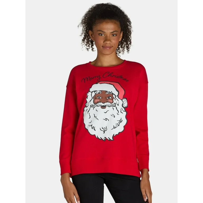 Women’s and Women’s Plus Christmas Graphic Sweatshirt with Long Sleeves from Holiday Time, Si... | Walmart (US)