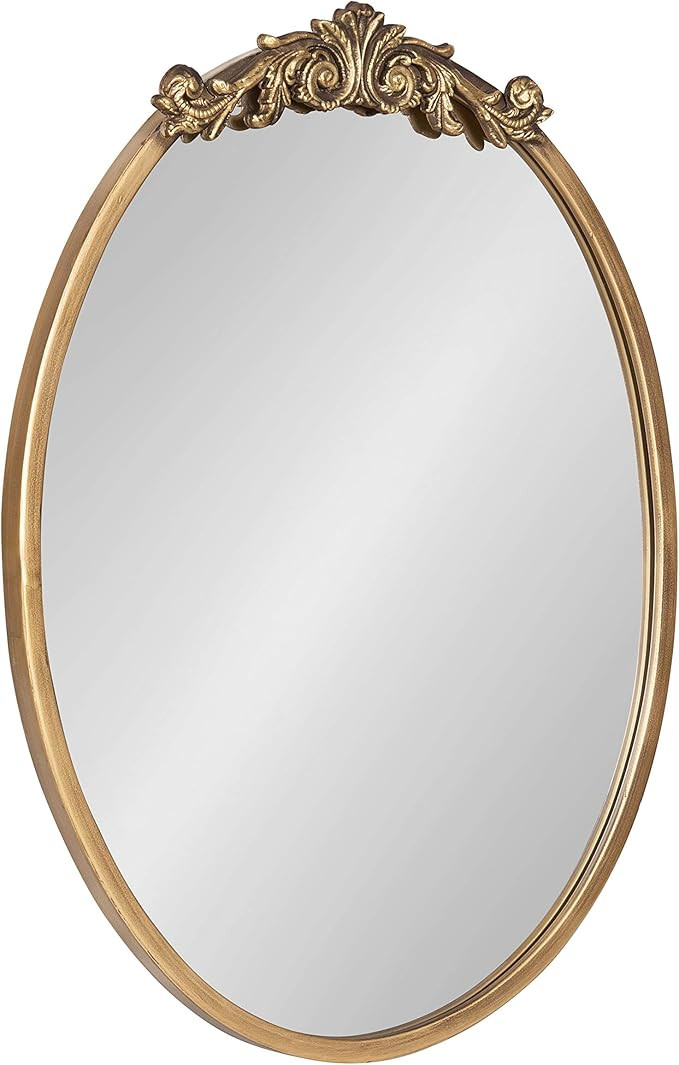 Kate and Laurel Arendahl Ornate Glam Oval Wall Mirror, 18 x 24, Antique Gold, Beautiful Bohemian ... | Amazon (US)