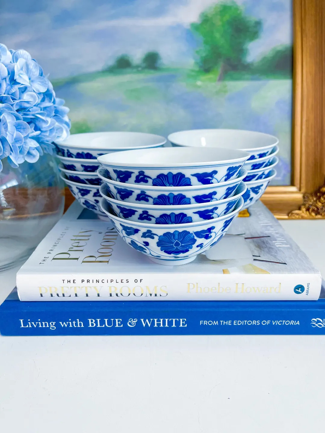 Set of 4 Vintage 5 Blue and White Food Safe Rice, Soup Bowls Chinoiserie Chic, Grandmillennial St... | Etsy (US)