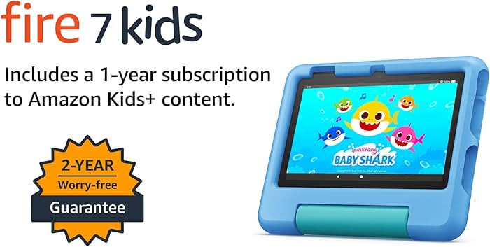 Amazon Fire 7 Kids Tablet - ages 3-7. 7" screen, 10-hour battery, fast processor, kid-proof case ... | Amazon (US)