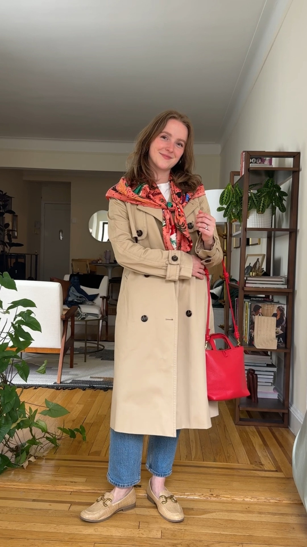 How to update an outfit with accessories. We love this trench look for spring!