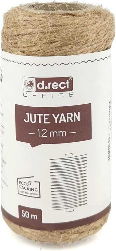 D.RECT 50m Natural Brown Jute Rope, Gift Decorative Wrap Twine | 1,2mm Thick | For: Packaging, DI... | Amazon (UK)