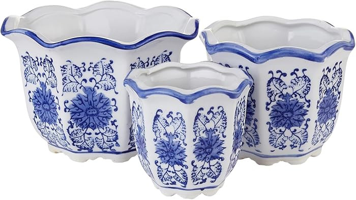 Ceramic Pots for Plants, Chinoiserie D\u00e9cor Ceramic Flower Pots Planters for Indoor Plants wi... | Amazon (US)