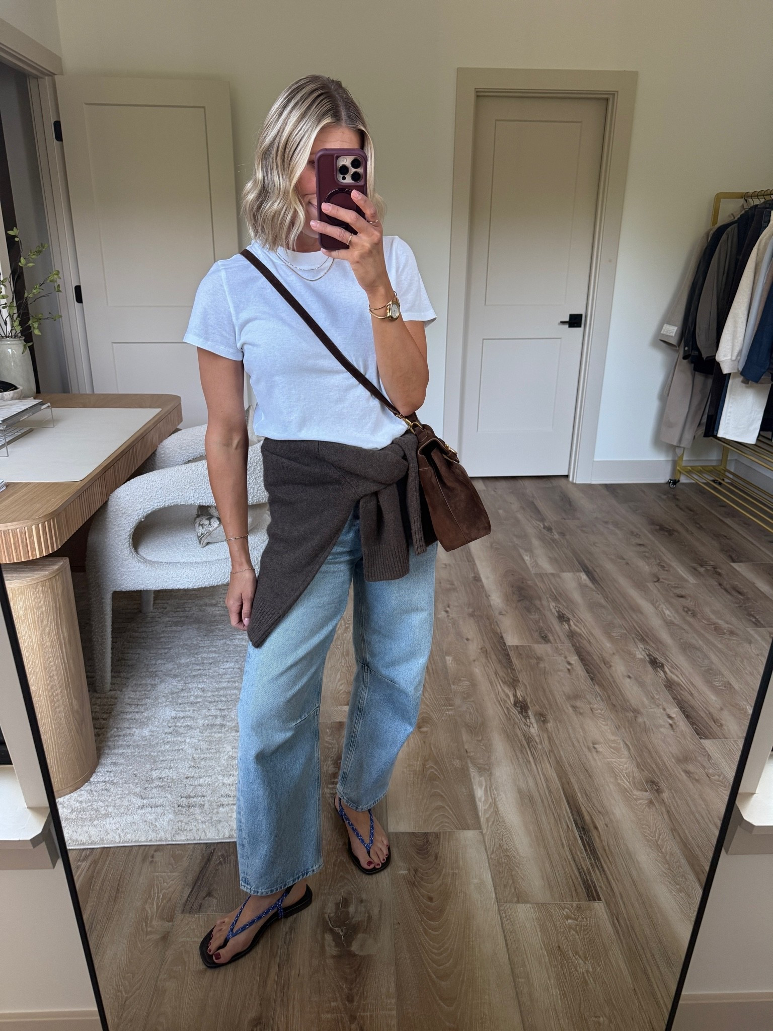 Wearing 24 jeans (sized down for closer fit), small tee, medium sweater (sized up bit stay tts), sandals trs

#LTKootd #LTKSeasonal #LTKOver40