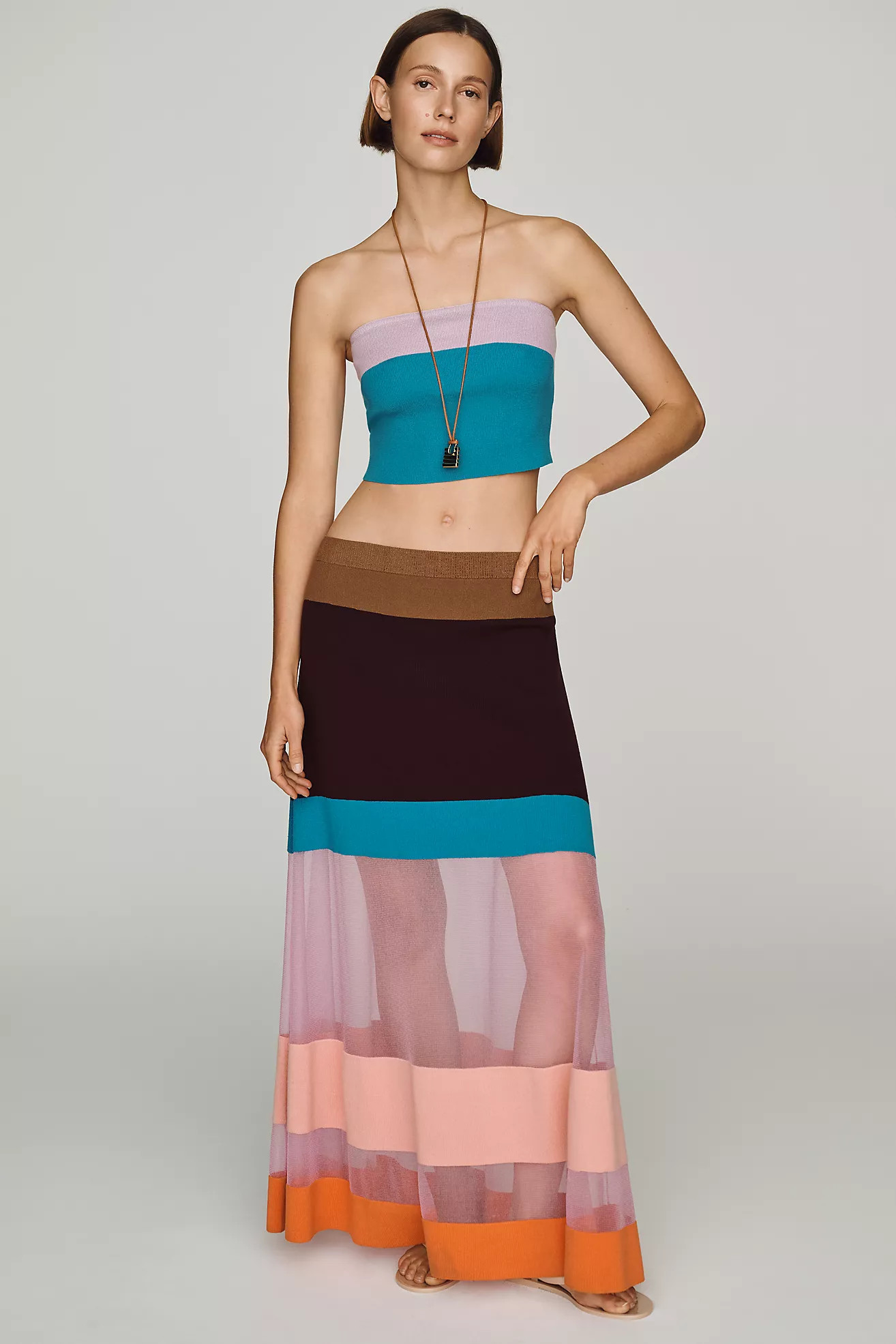 Maeve Striped Sheer Maxi Skirt | Anthropologie (US)