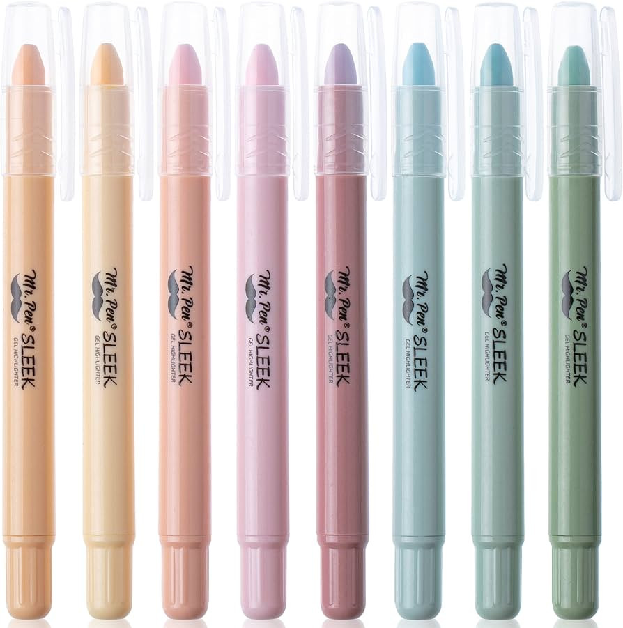 Mr. Pen- Gel Highlighter, 8 Pack, Pastel Colors, Bible Highlighters No Bleed, No Bleed Highlighte... | Amazon (US)