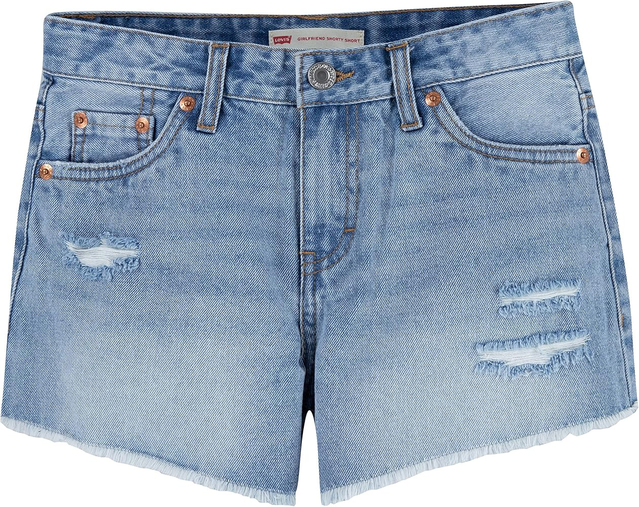 Levi's Girl's Girlfriend Fit Denim Shorty Shorts | Amazon (US)