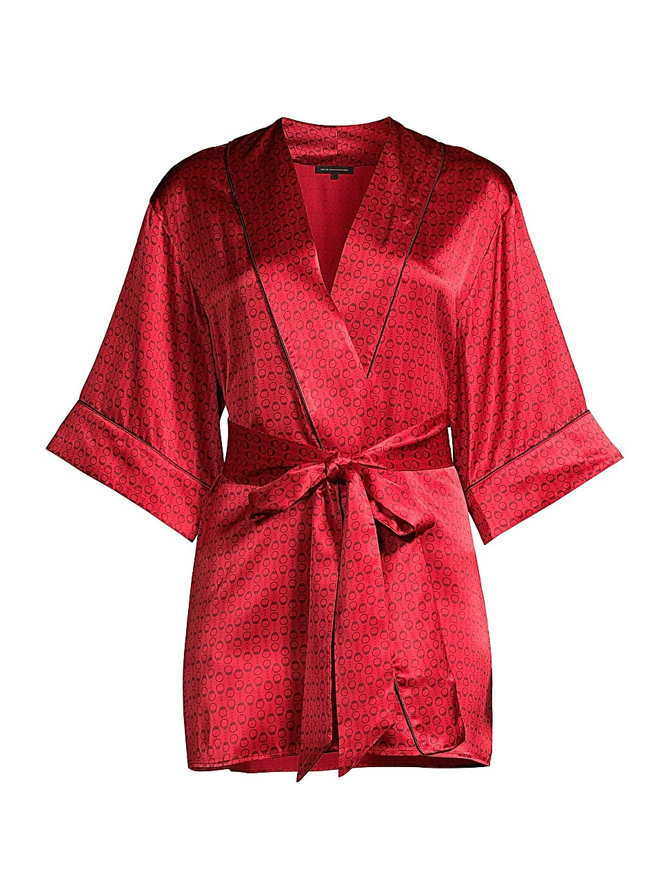 Kiki De Montparnasse Women's Handcuff-Print Silk Robe - Red - Size Small | Saks Fifth Avenue