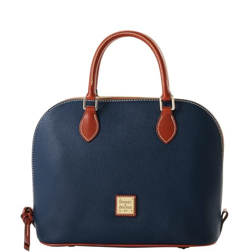 Dooney & Bourke Women's Domed Satchel in Pebble Grain Leather, Medium Handbag with Adjustable, Detachable Shoulder Strap, Midnight Blue | Amazon (US)